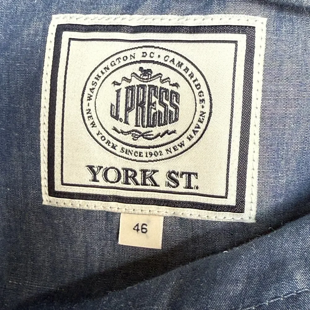 Rare J. Press York St. Unconstructed Chambray Sport Coat Jacket Men's 46